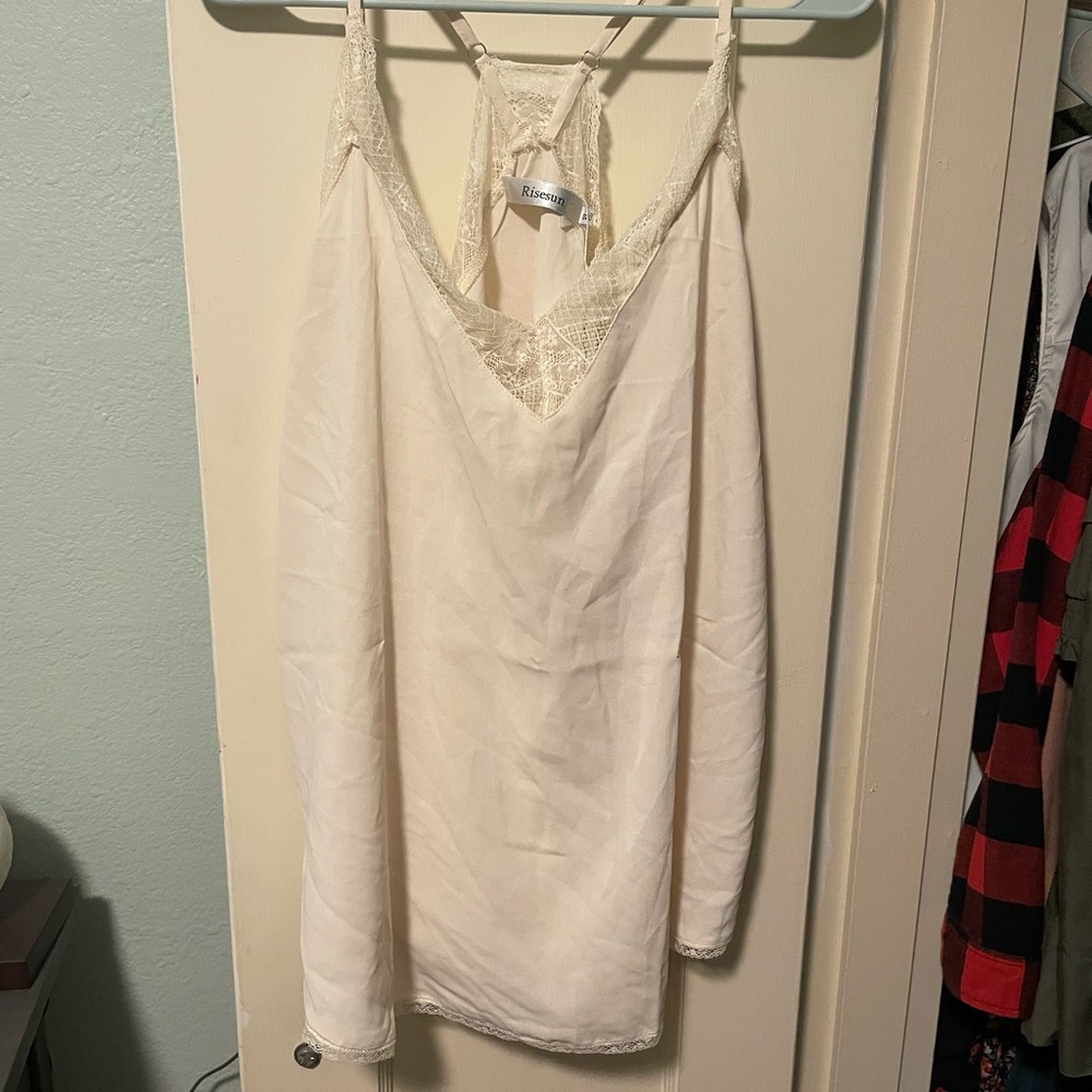 4/$25 bundle deal- NWT Cream Lace Trim top